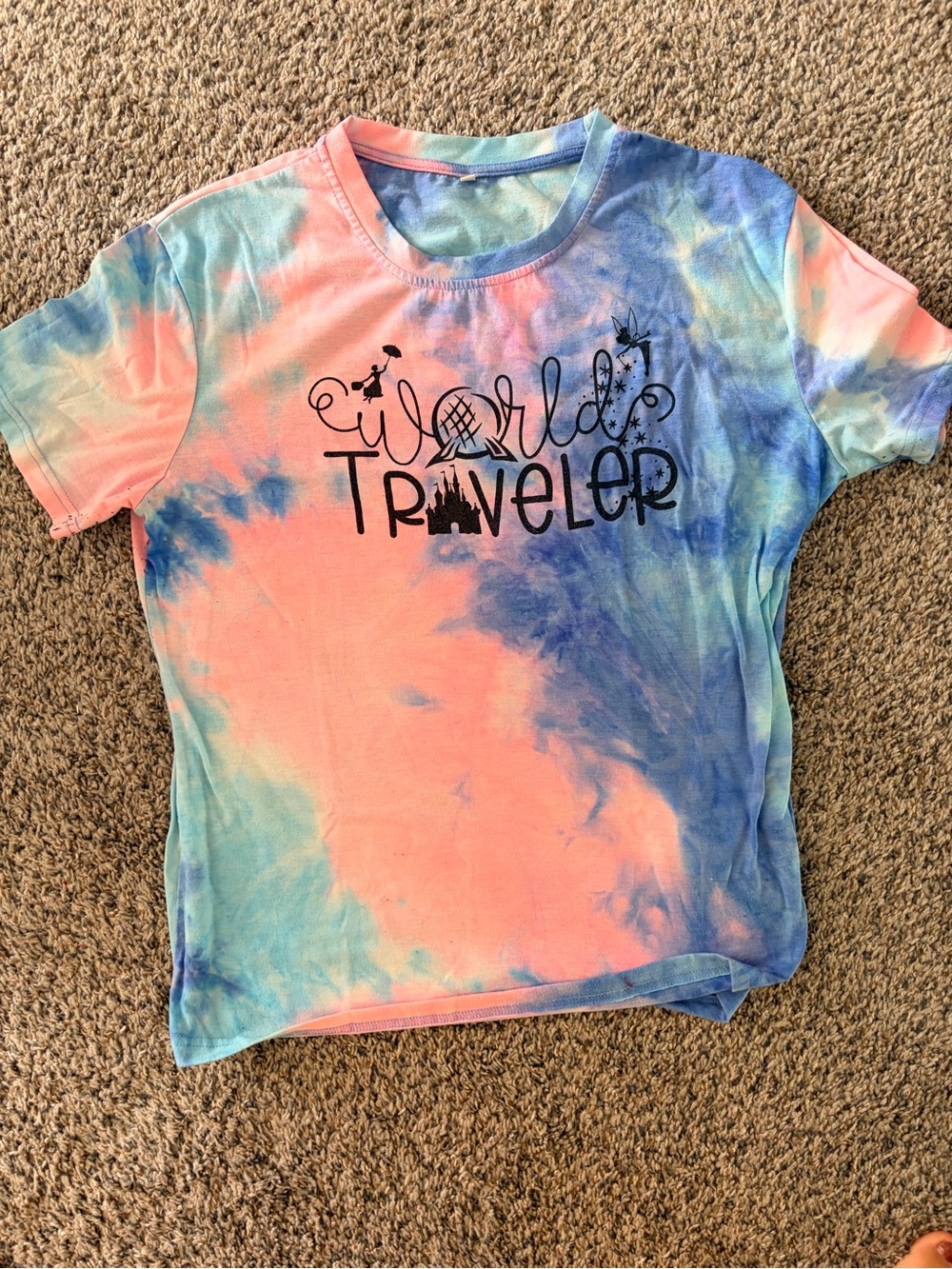 Disney EPCOT World Traveler Tie-Dye Short Sleeve Tee - Pink & Blue
